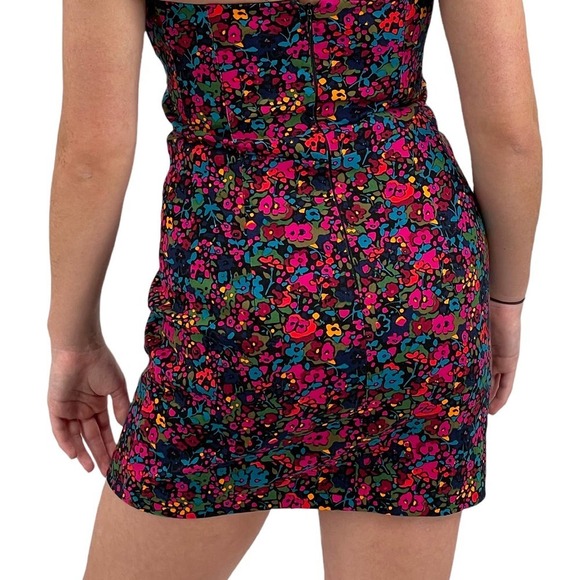 Nanette Lepore Strapless Mini Dress Bright Floral Print Heavy Stretch Cotton | 2 - Picture 3 of 8
